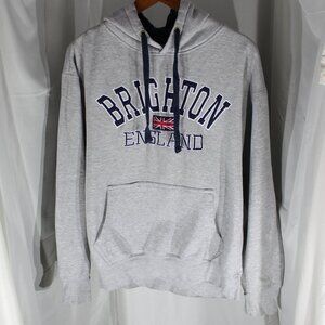Zone One Brighton England Long Sleeve Embroidered Grey Hoodie - Size L